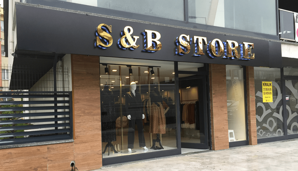 SB Store Gümüş Paslanmaz Harf Tabela